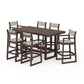 POLYWOOD EDGE Sling 7-Piece Bar Table Set — Mahogany / Birch Sling