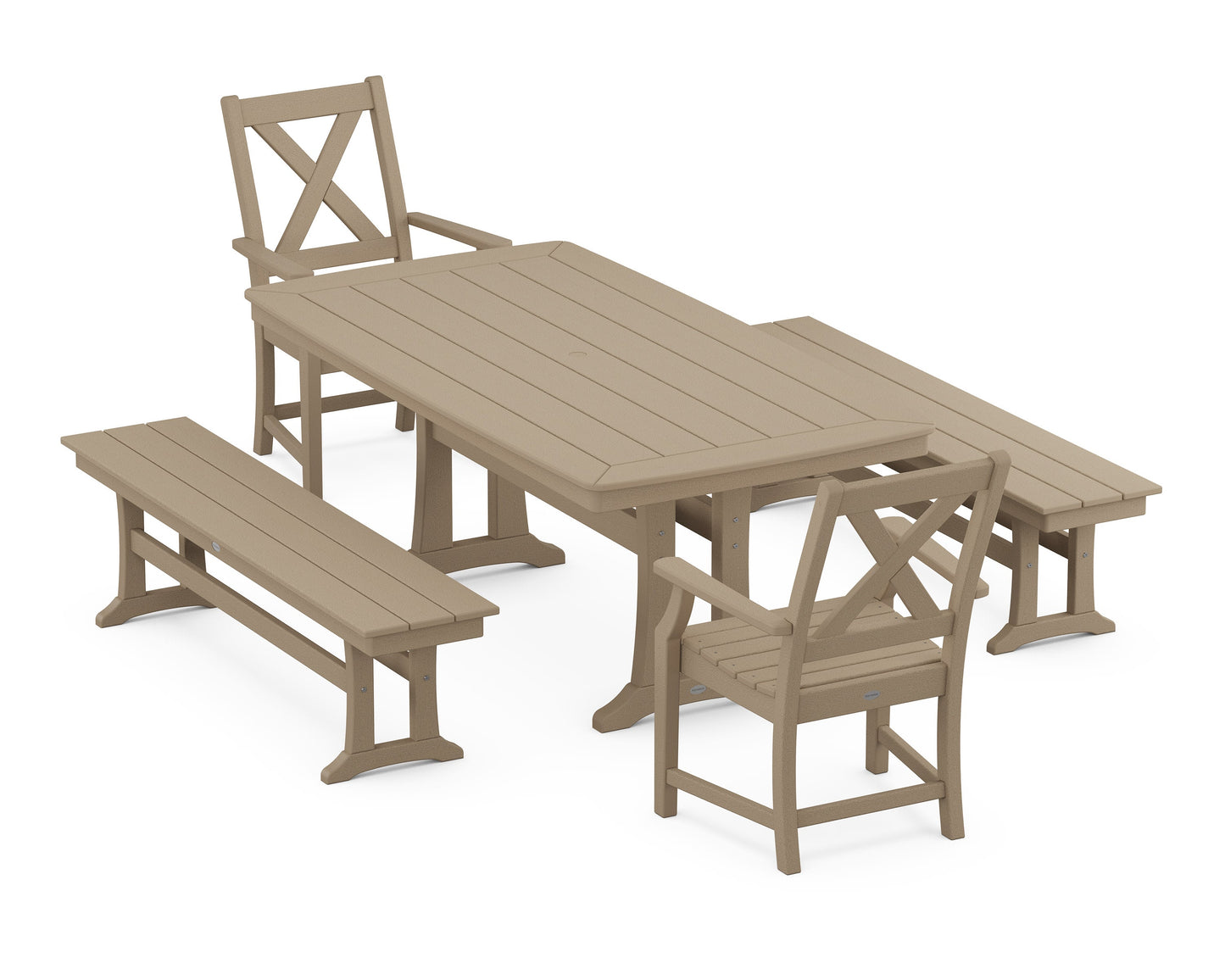 POLYWOOD Braxton 5-Piece Dining Set with Trestle Legs — Vintage Sahara