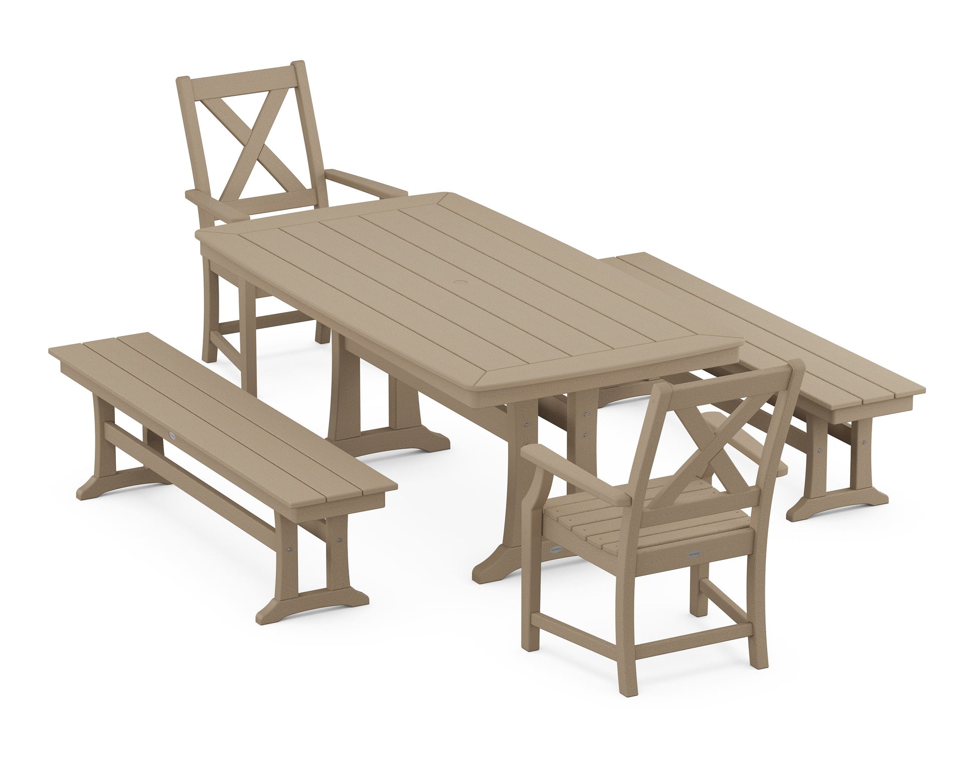 POLYWOOD Braxton 5-Piece Dining Set with Trestle Legs — Vintage Sahara
