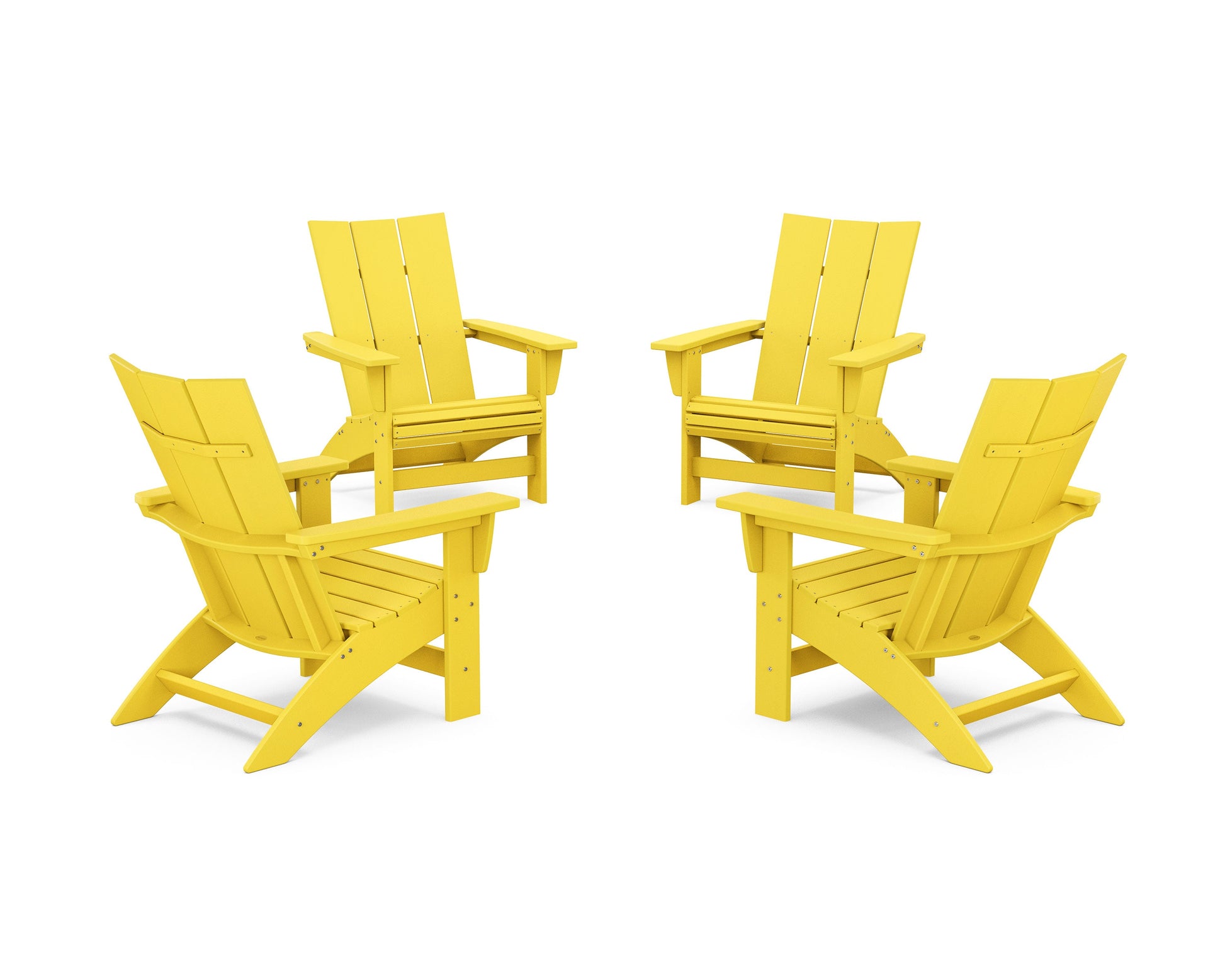 POLYWOOD 4-Piece Modern Grand Adirondack Chair Conversation Set — Lemon