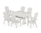 POLYWOOD Nautical Curveback Adirondack 7-Piece Farmhouse Dining Set with Trestle Legs — Vintage White