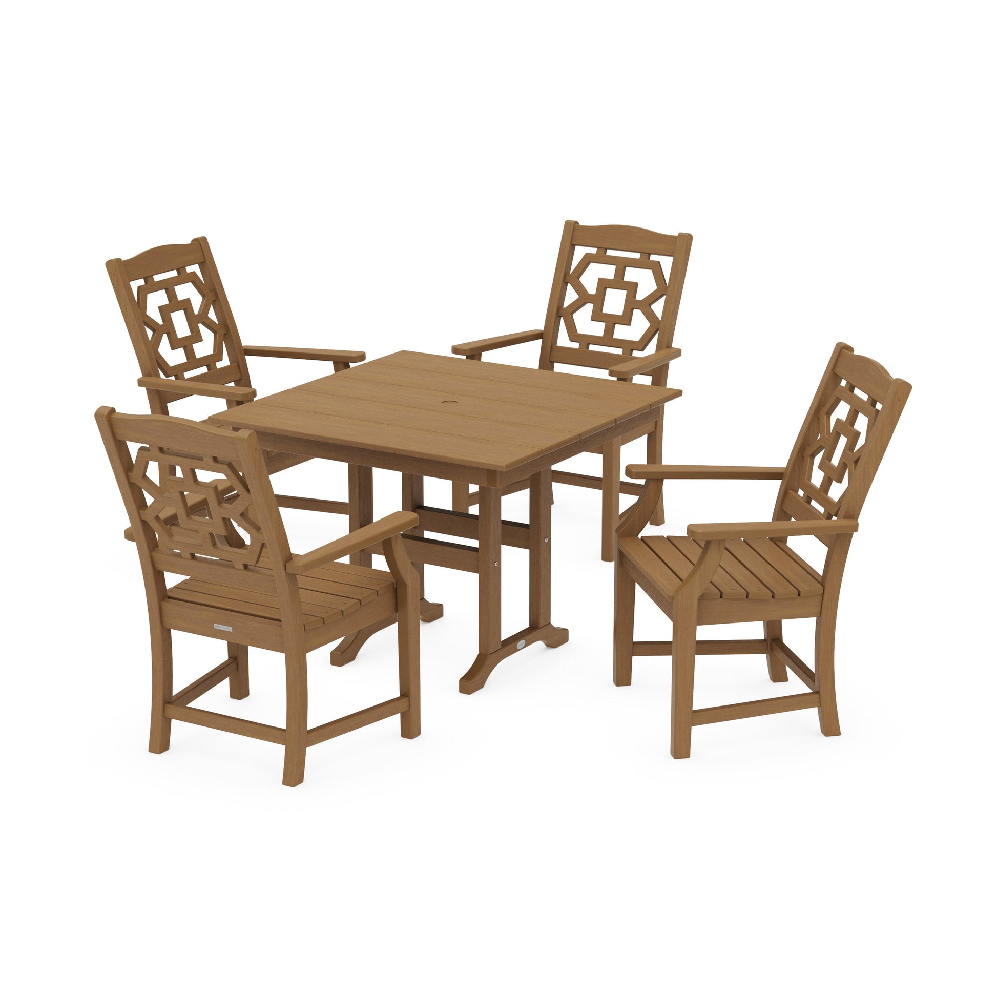 POLYWOOD Chinoiserie 5-Piece Farmhouse Dining Set — Natural