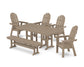 POLYWOOD Vineyard Curveback Adirondack Chair 6-Piece Farmhouse Dining Set with Bench — Vintage Sahara