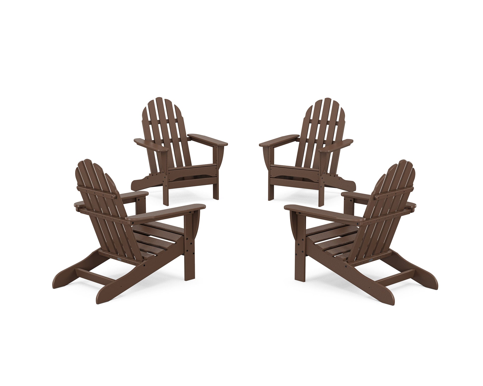 POLYWOOD 4-Piece Classic Adirondack Conversation Set — Mahogany