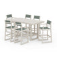 POLYWOOD EDGE Sling 7-Piece Bar Table Set — Sand / Dupioni Sea Mist Sling