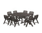 POLYWOOD Nautical Lowback 9-Piece Square Dining Set with Trestle Legs — Vintage Coffee