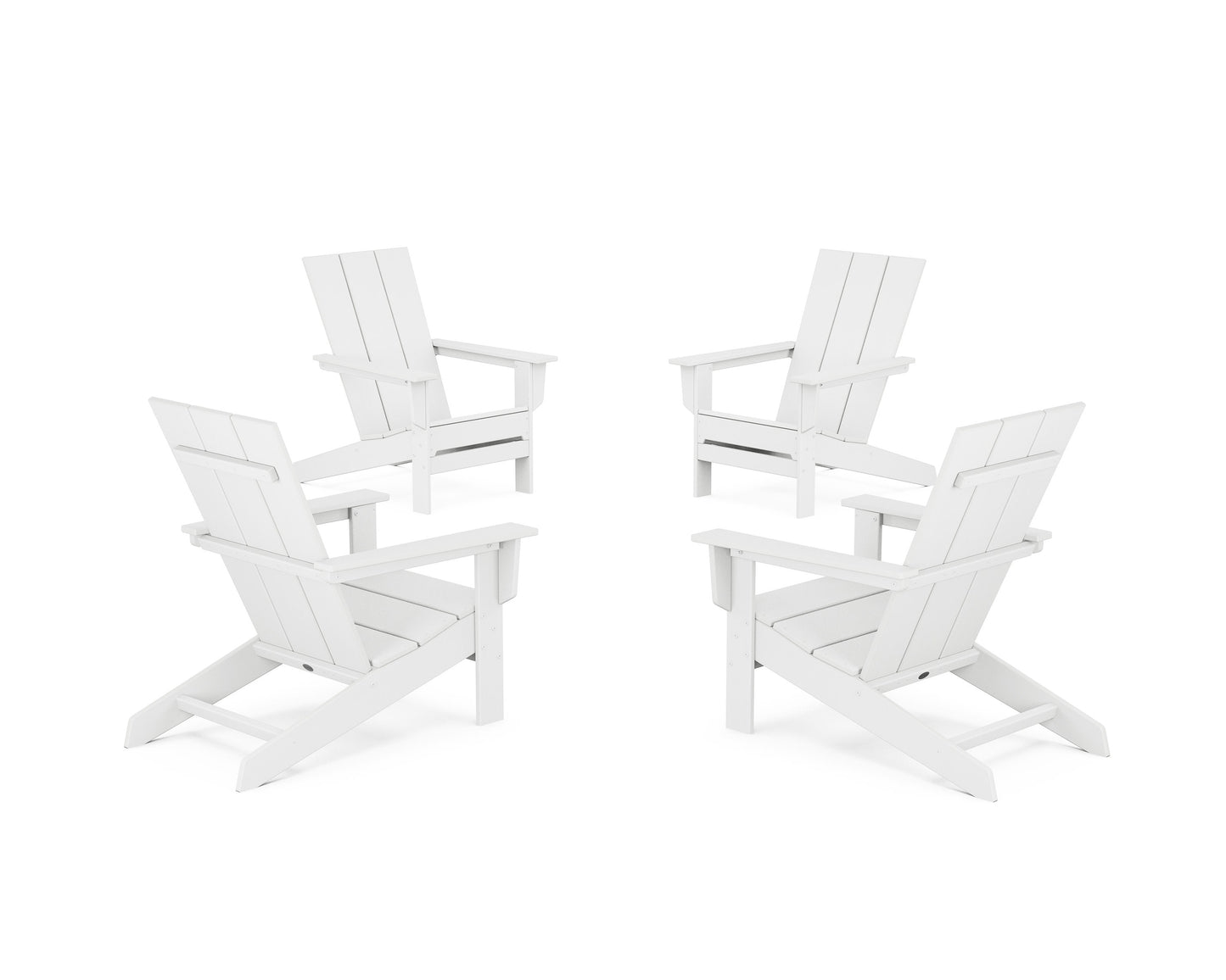 POLYWOOD 4-Piece Modern Studio Adirondack Chair Conversation Set — White