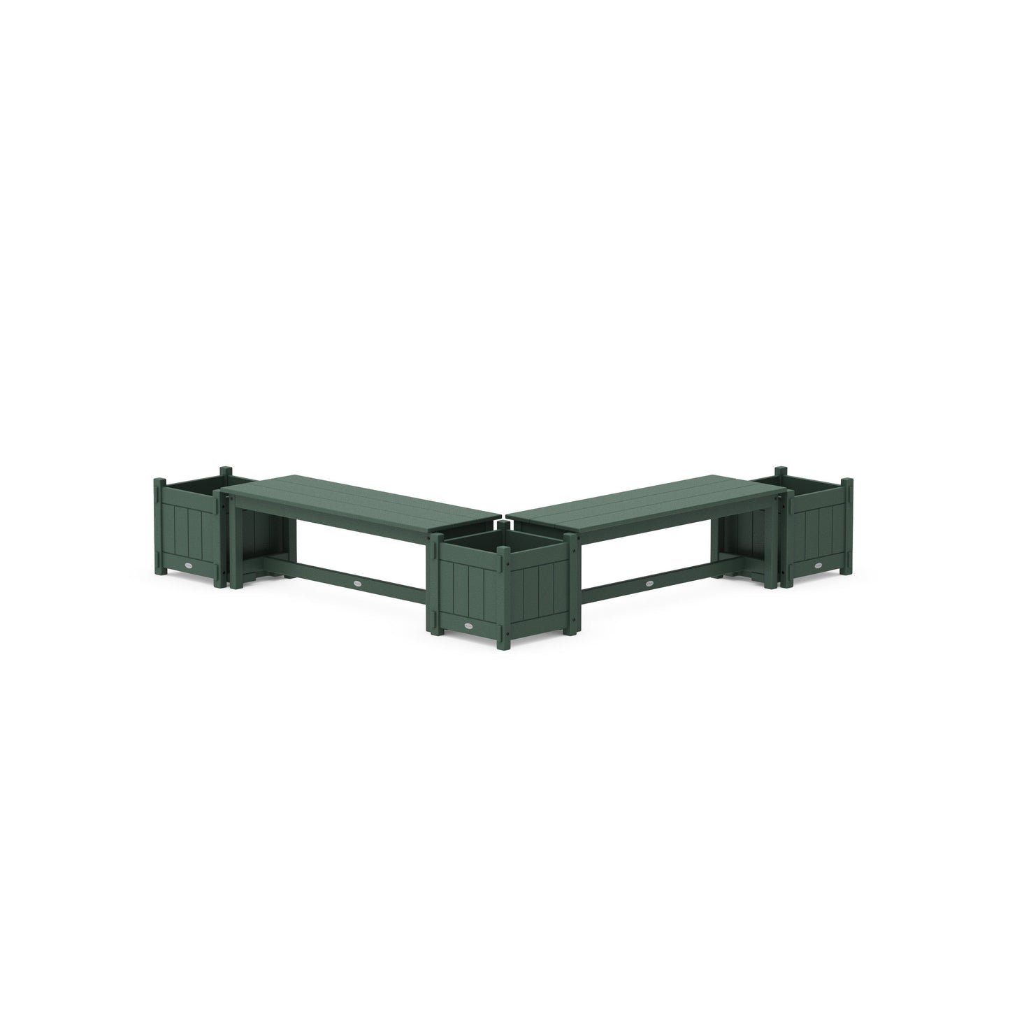 POLYWOOD 48" Vineyard L- Shaped Planter Bench Corner Set — Green