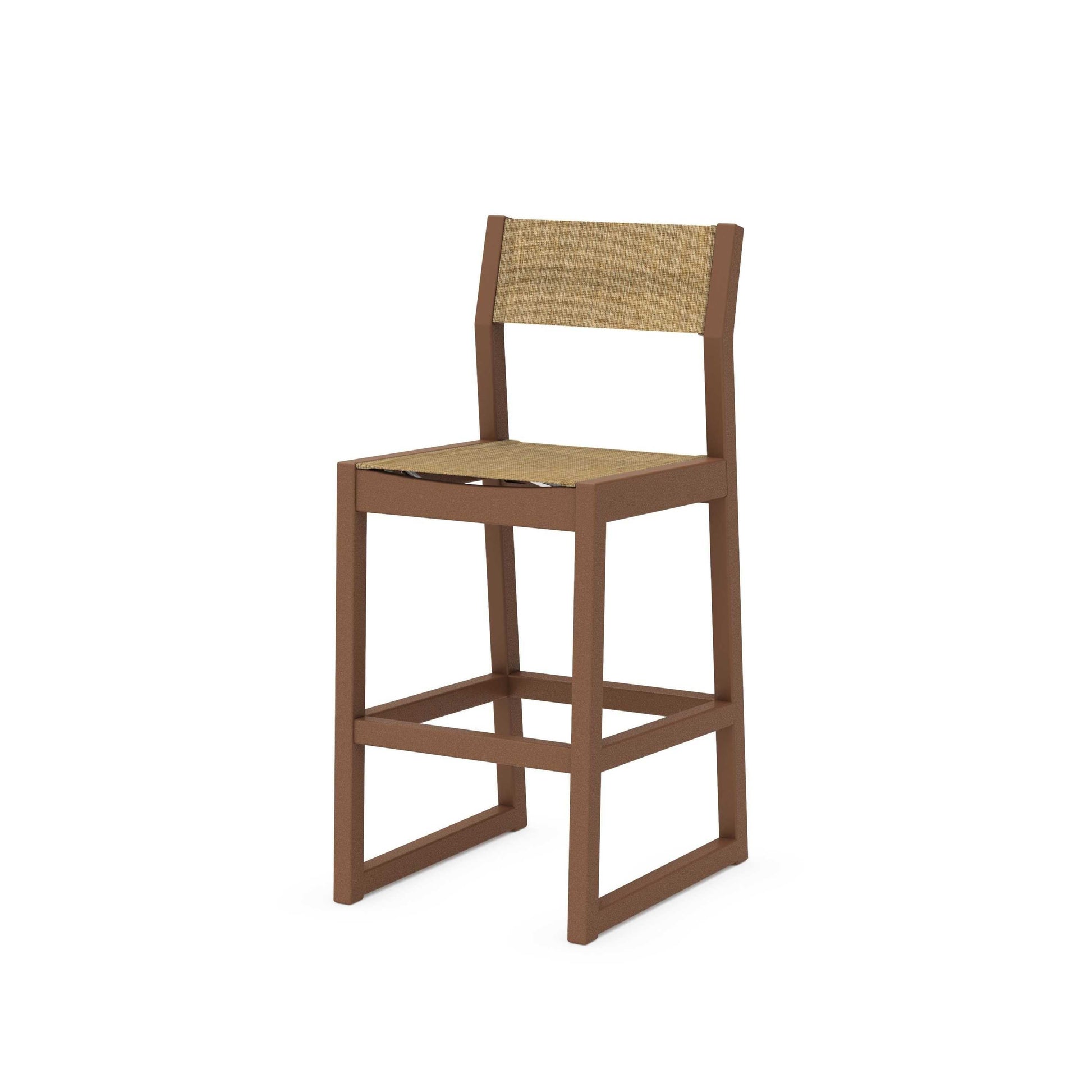 POLYWOOD EDGE Sling Bar Side Chair — Teak / Burlap Sling