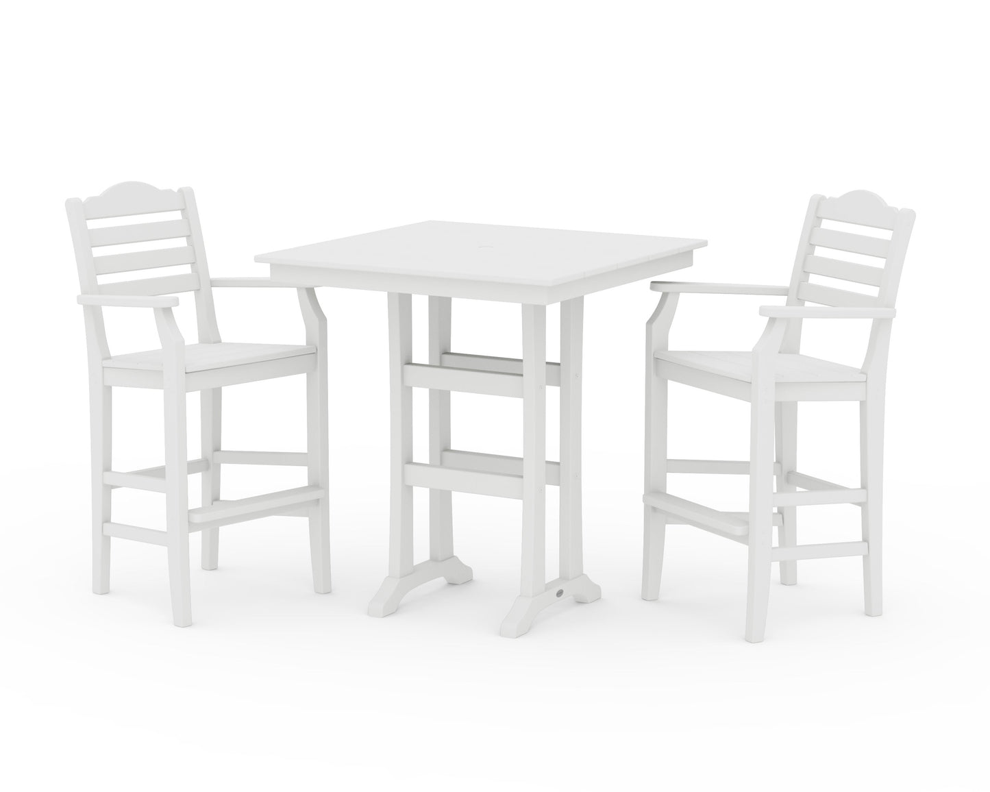 POLYWOOD Savannah 3-Piece Farmhouse Bar Set with Trestle Legs — White