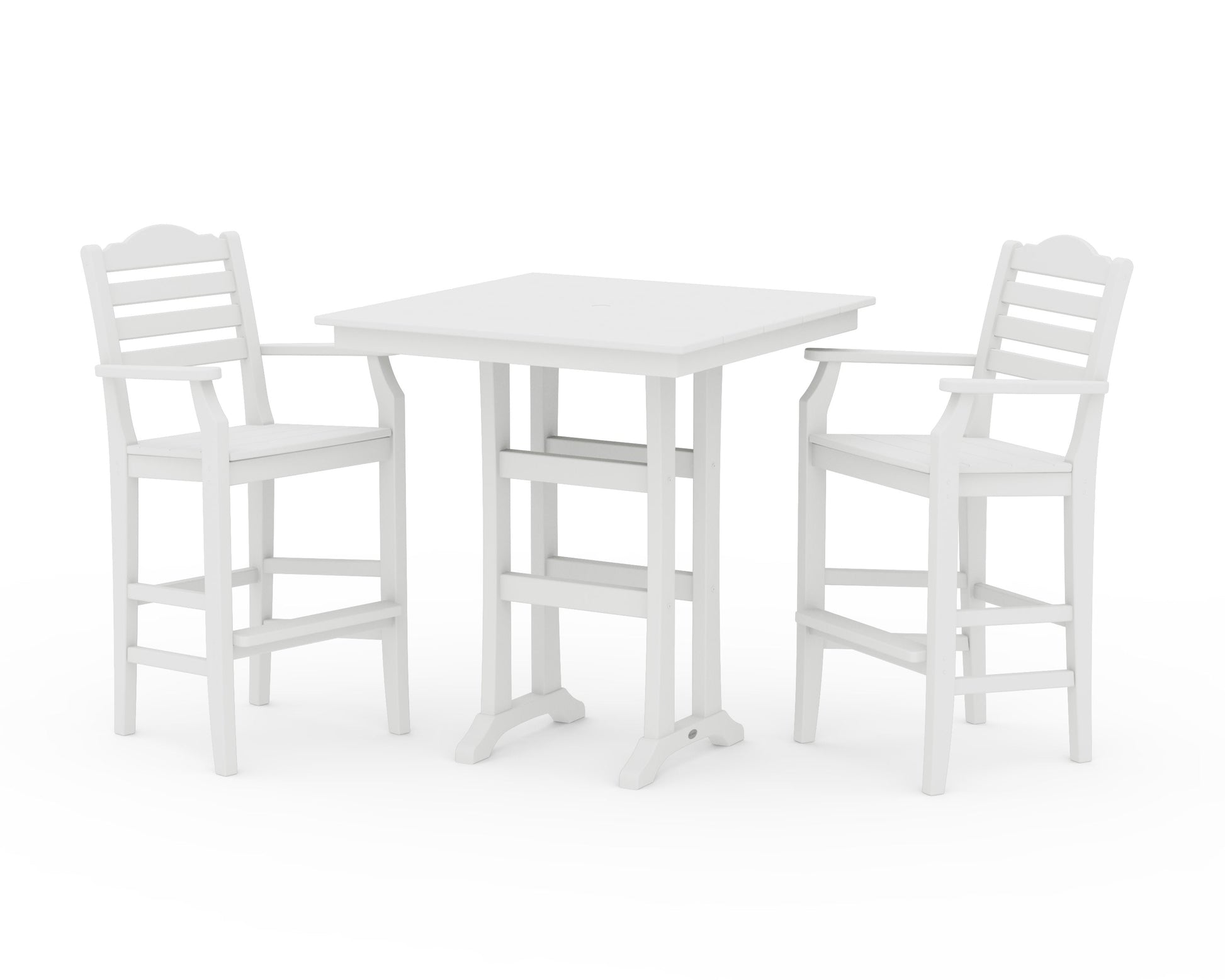 POLYWOOD Savannah 3-Piece Farmhouse Bar Set with Trestle Legs — White