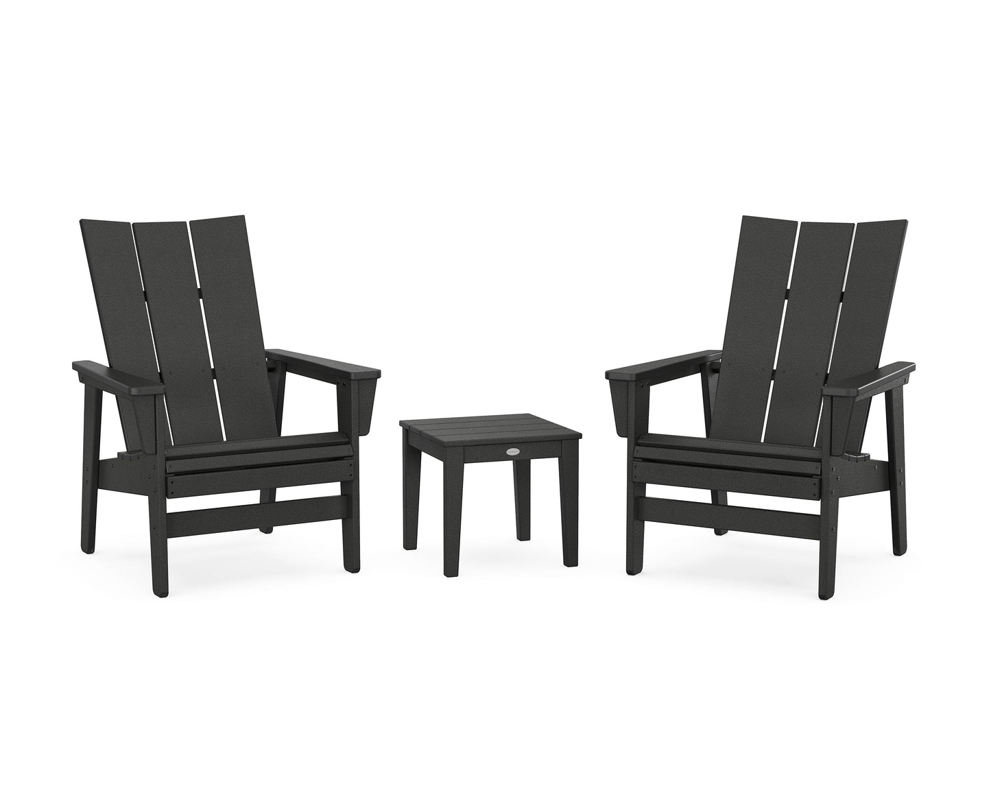 POLYWOOD 3-Piece Modern Grand Upright Adirondack Set — Black