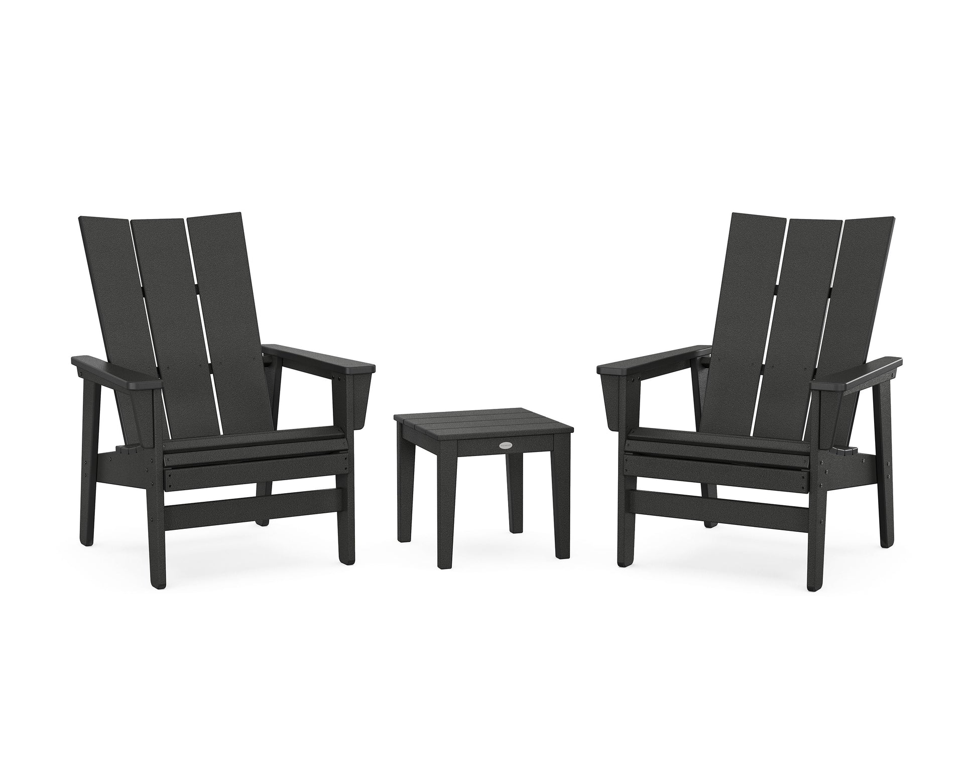 POLYWOOD 3-Piece Modern Grand Upright Adirondack Set — Black