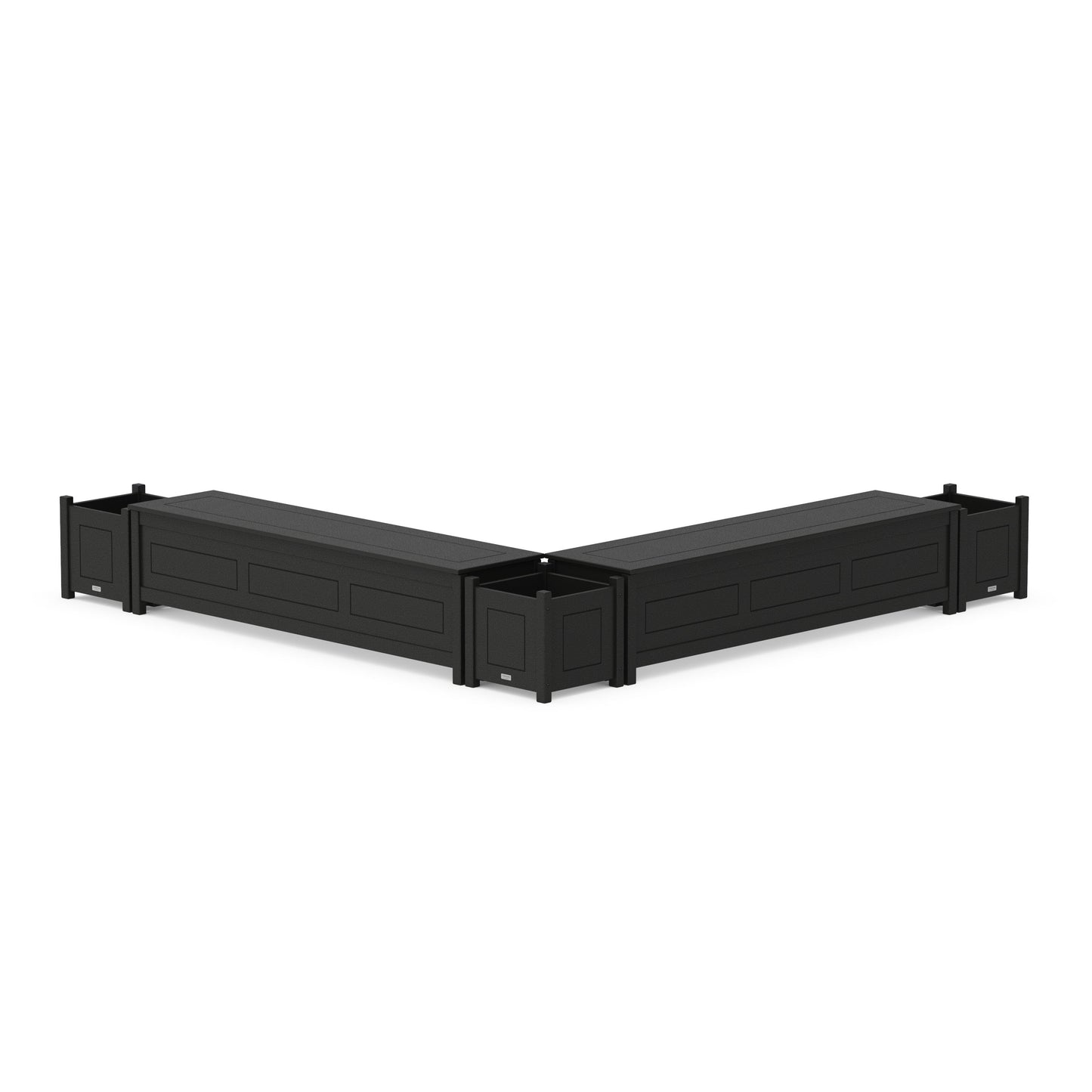 POLYWOOD 72" Country Living L- Shaped Planter Storage Bench Corner Set — Black