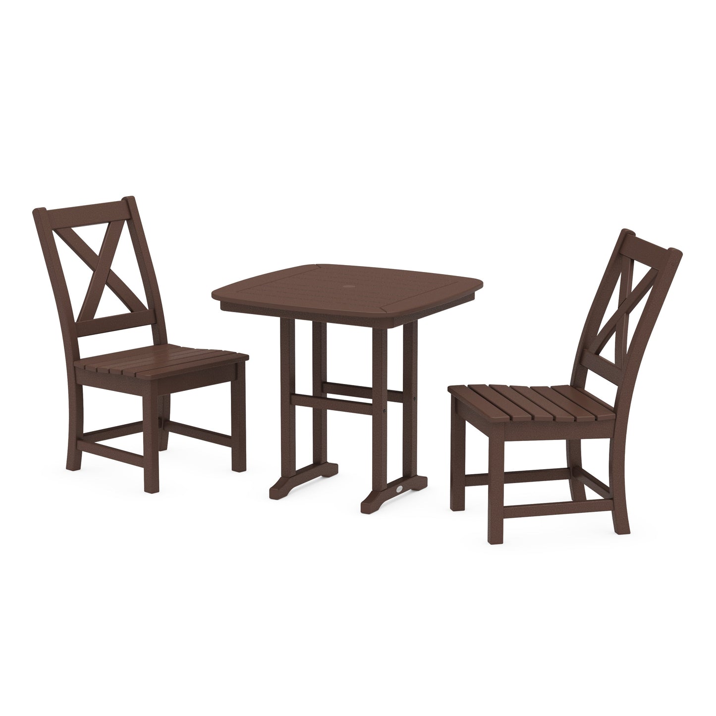 POLYWOOD Braxton Side Chair 3-Piece Dining Set — Mahogany