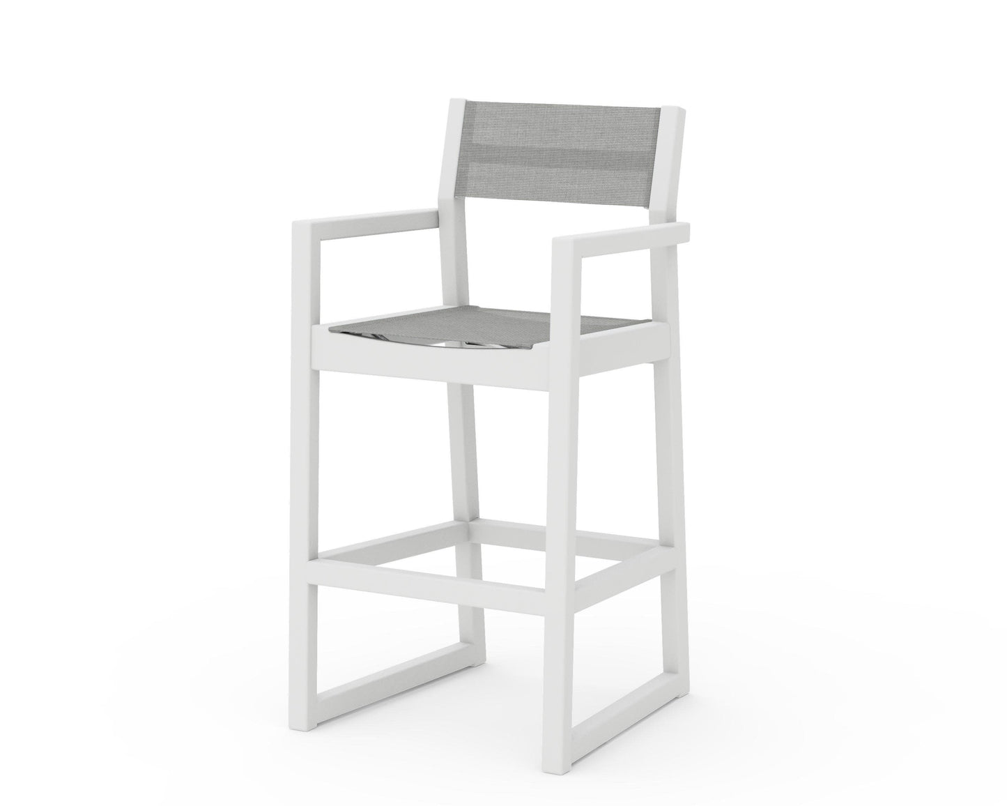 POLYWOOD EDGE Sling Bar Arm Chair — White / Metallic Sling
