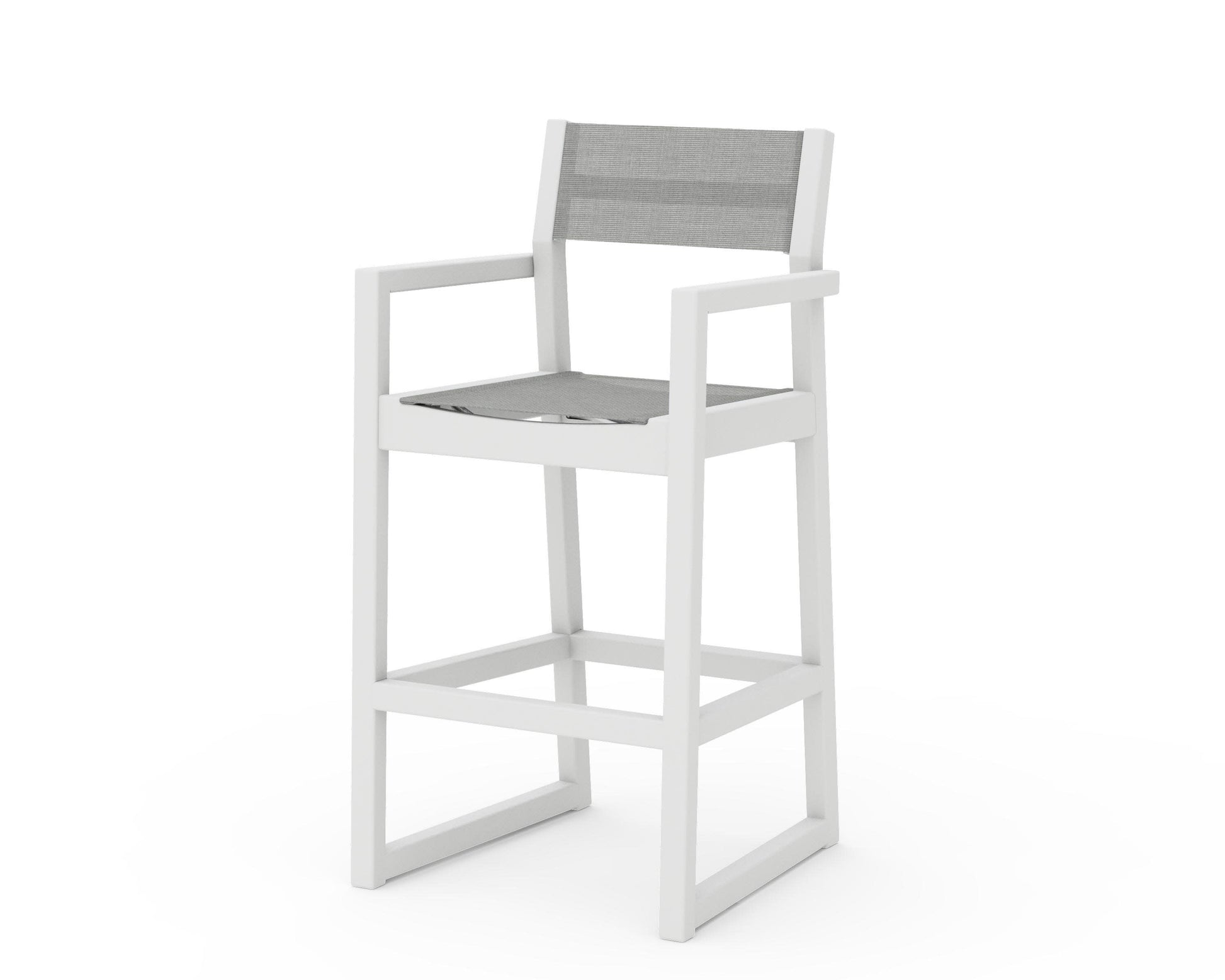 POLYWOOD EDGE Sling Bar Arm Chair — White / Metallic Sling