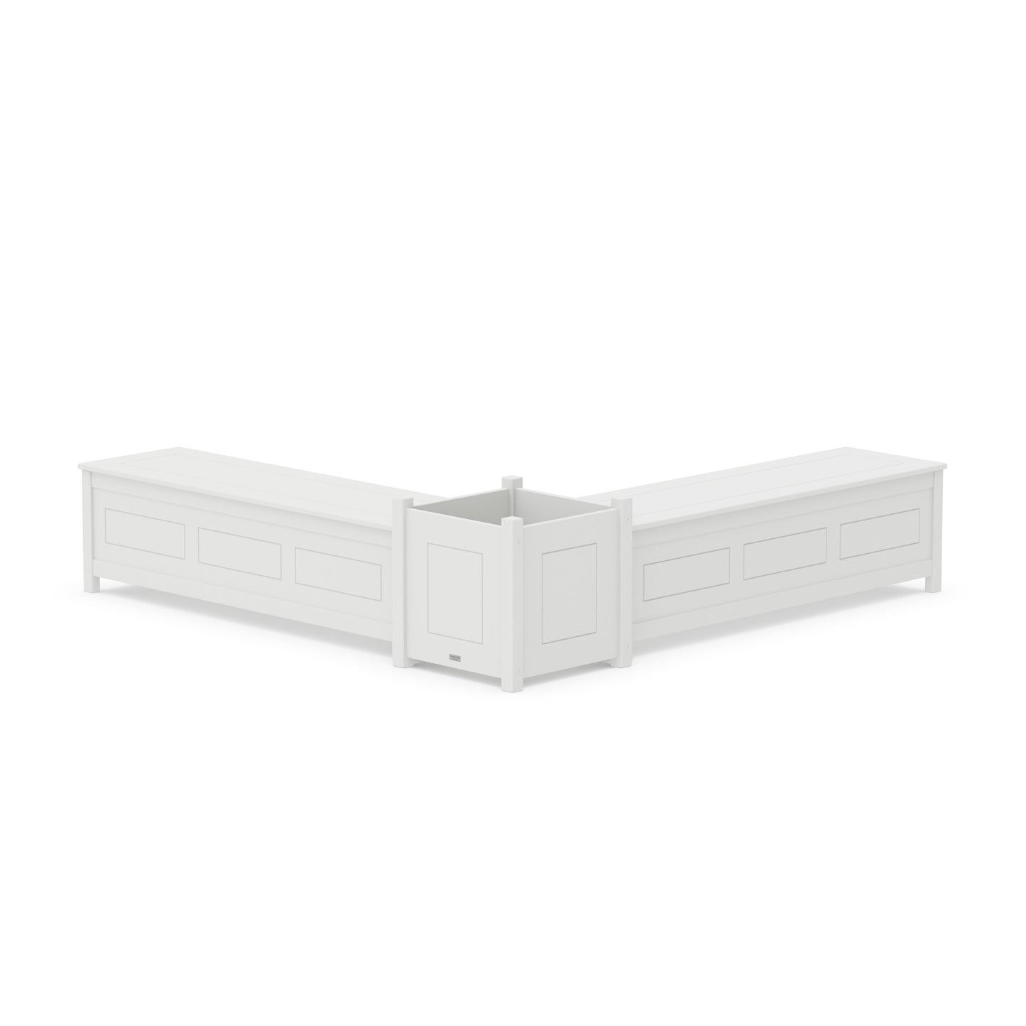 POLYWOOD 60" Country Living L- Shaped Planter Storage Bench Set- Large — White