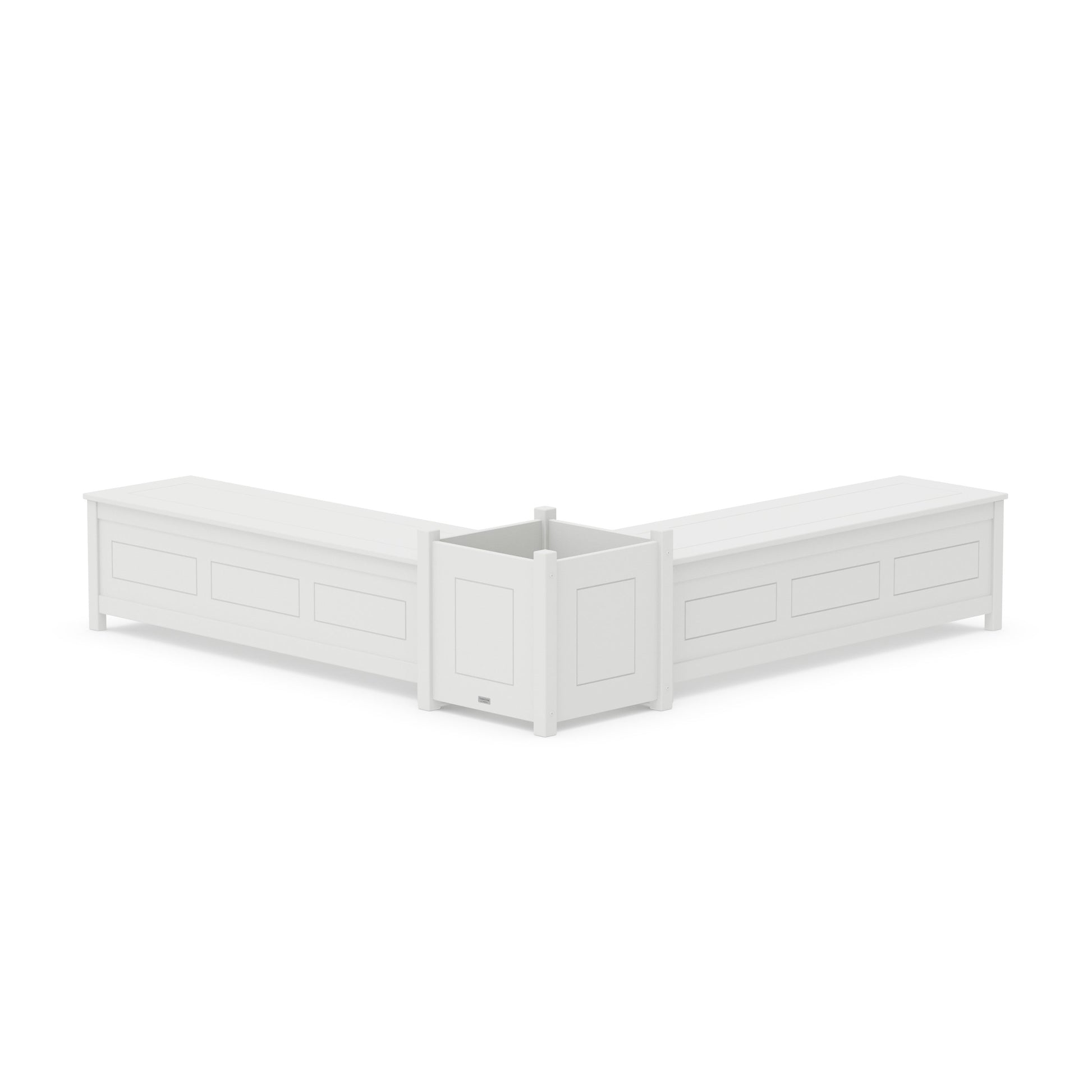 POLYWOOD 60" Country Living L- Shaped Planter Storage Bench Set- Large — White