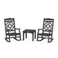 POLYWOOD Chinoiserie 3-Piece Rocking Chair Set — Black