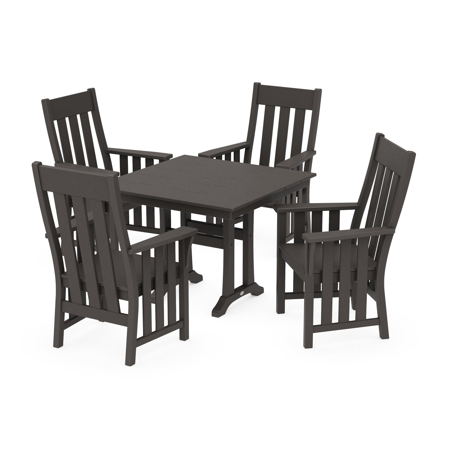 POLYWOOD Acadia 5-Piece Farmhouse Dining Set with Trestle Legs — Vintage Coffee