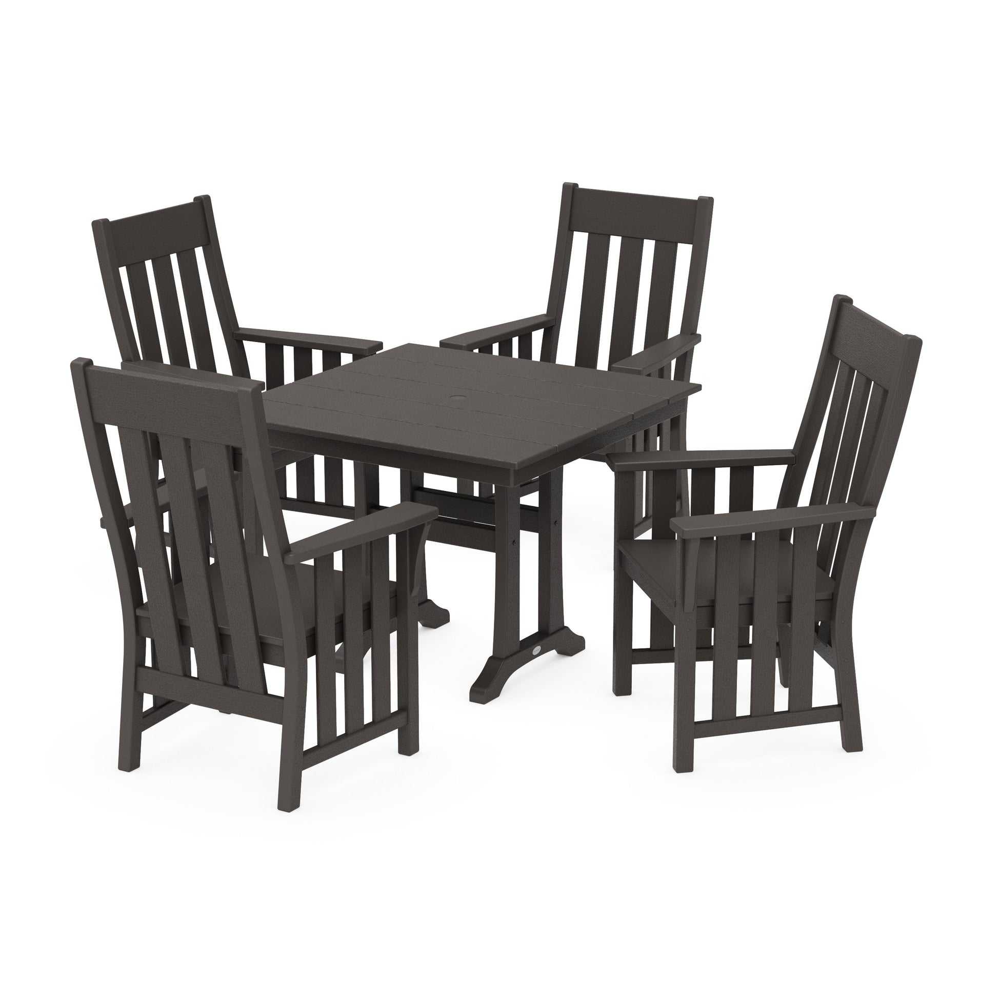 POLYWOOD Acadia 5-Piece Farmhouse Dining Set with Trestle Legs — Vintage Coffee
