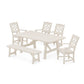 POLYWOOD Chinoiserie 6-Piece Rustic Farmhouse Dining Set with Bench — Sand