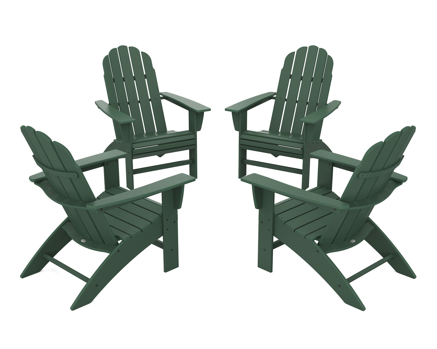 POLYWOOD 4-Piece Vineyard Curveback Adirondack Chair Conversation Set — Green