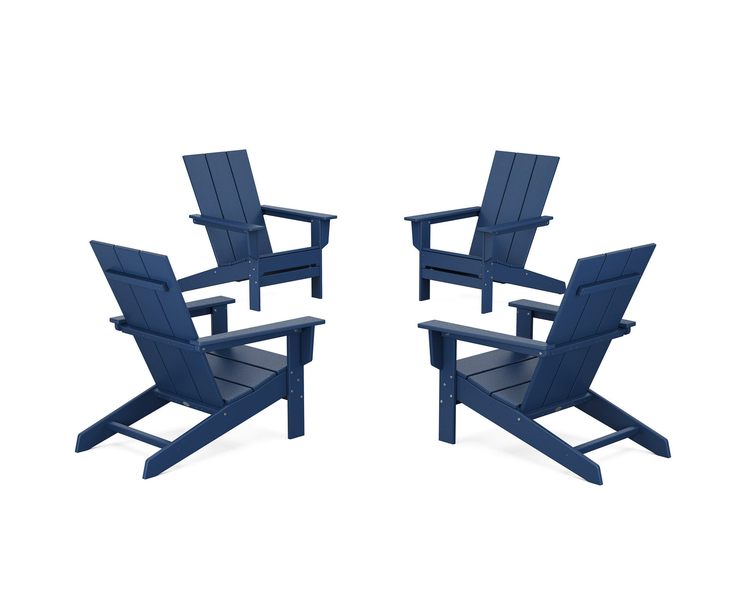 POLYWOOD 4-Piece Modern Studio Adirondack Chair Conversation Set — Navy