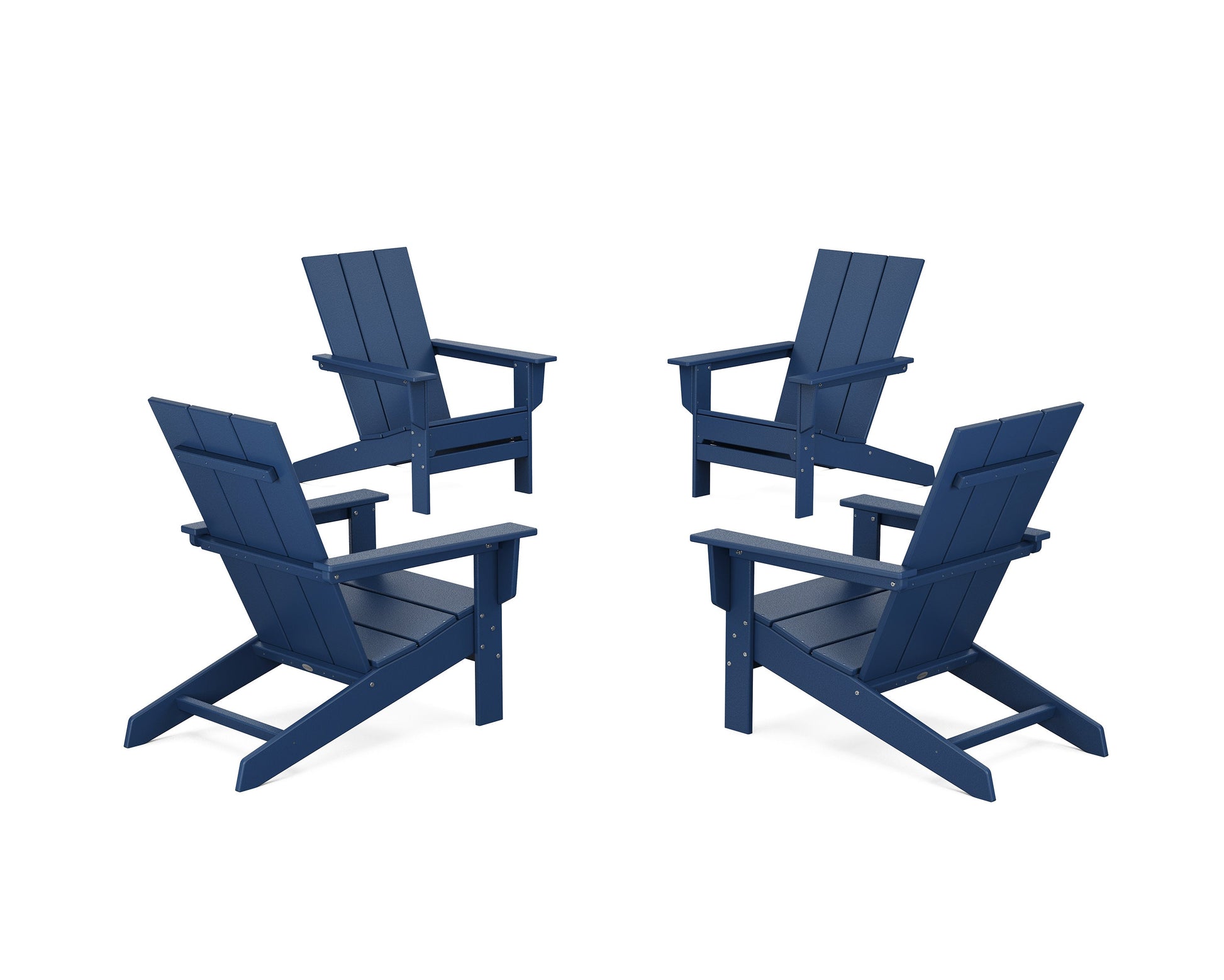 POLYWOOD 4-Piece Modern Studio Adirondack Chair Conversation Set — Navy
