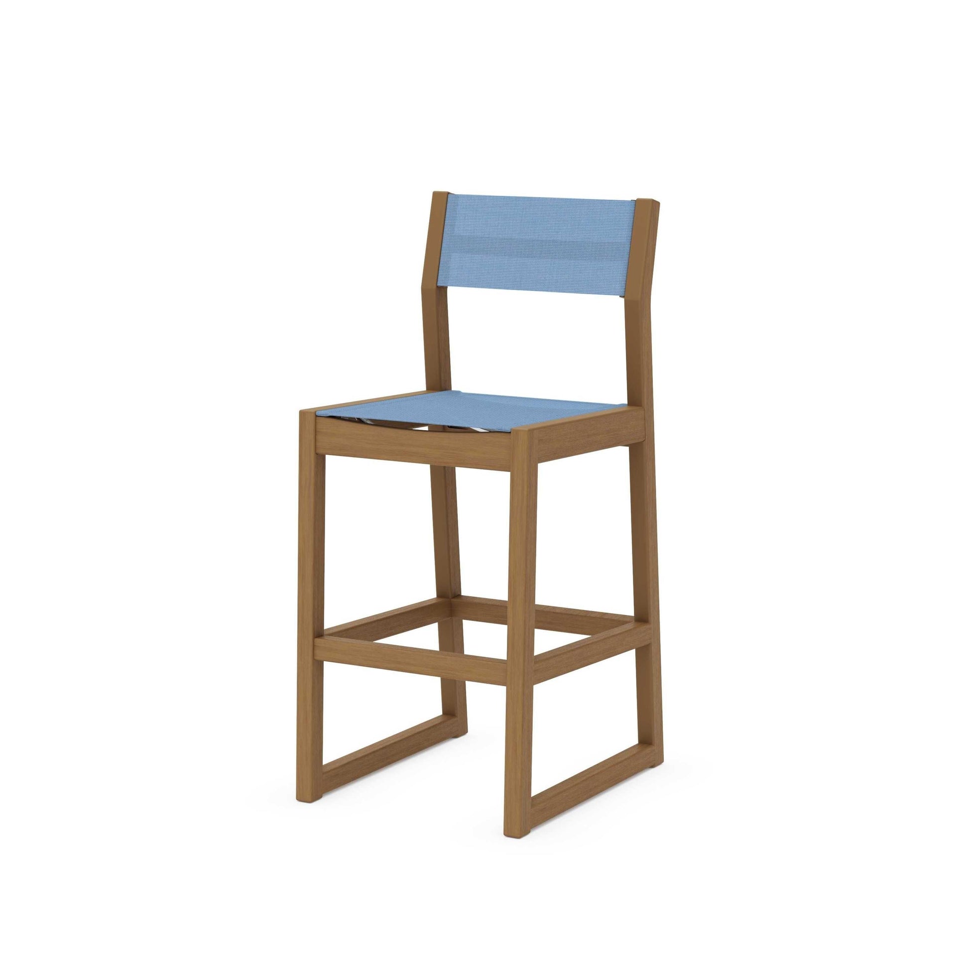 POLYWOOD EDGE Sling Bar Side Chair — Natural / Poolside Sling