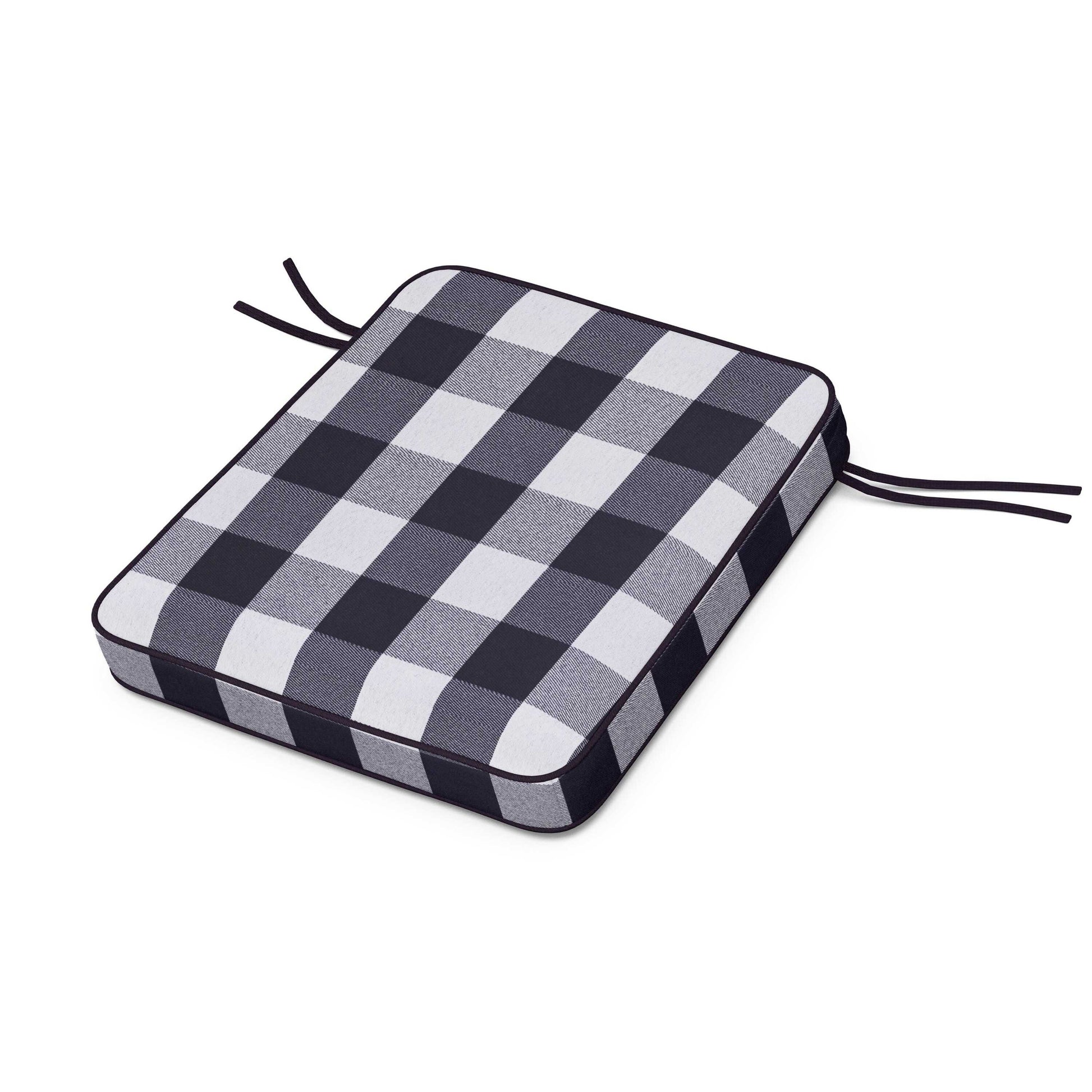 POLYWOOD Chinoiserie Rocker Seat Cushion — Buffalo Plaid Navy