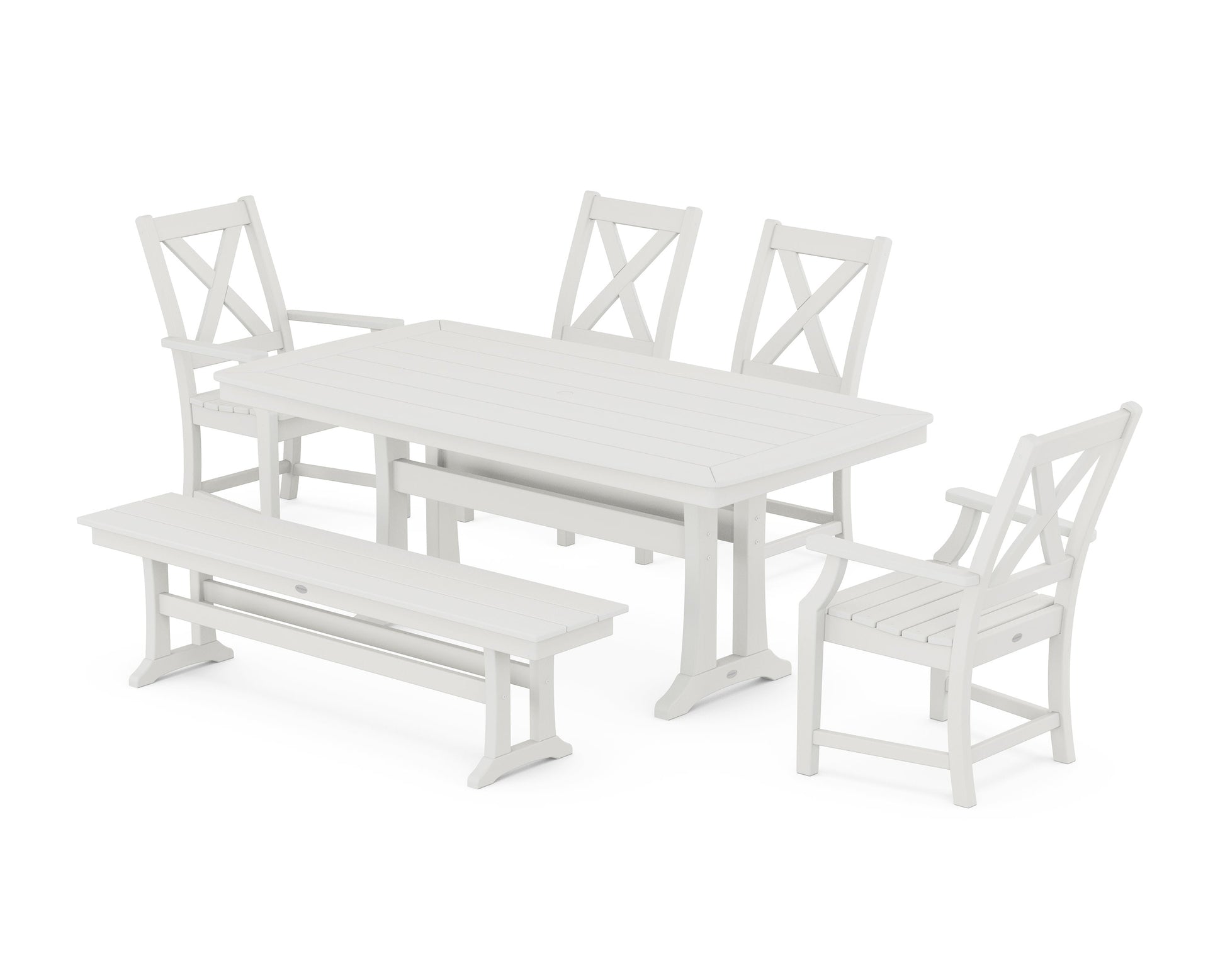 POLYWOOD Braxton 6-Piece Dining Set with Trestle Legs — Vintage White