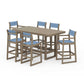 POLYWOOD EDGE Sling 7-Piece Bar Table Set — Vintage Sahara / Poolside Sling