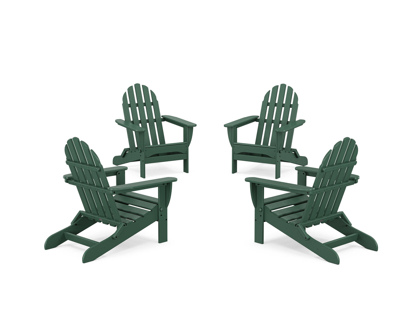 POLYWOOD 4-Piece Classic Folding Adirondack Conversation Set — Green