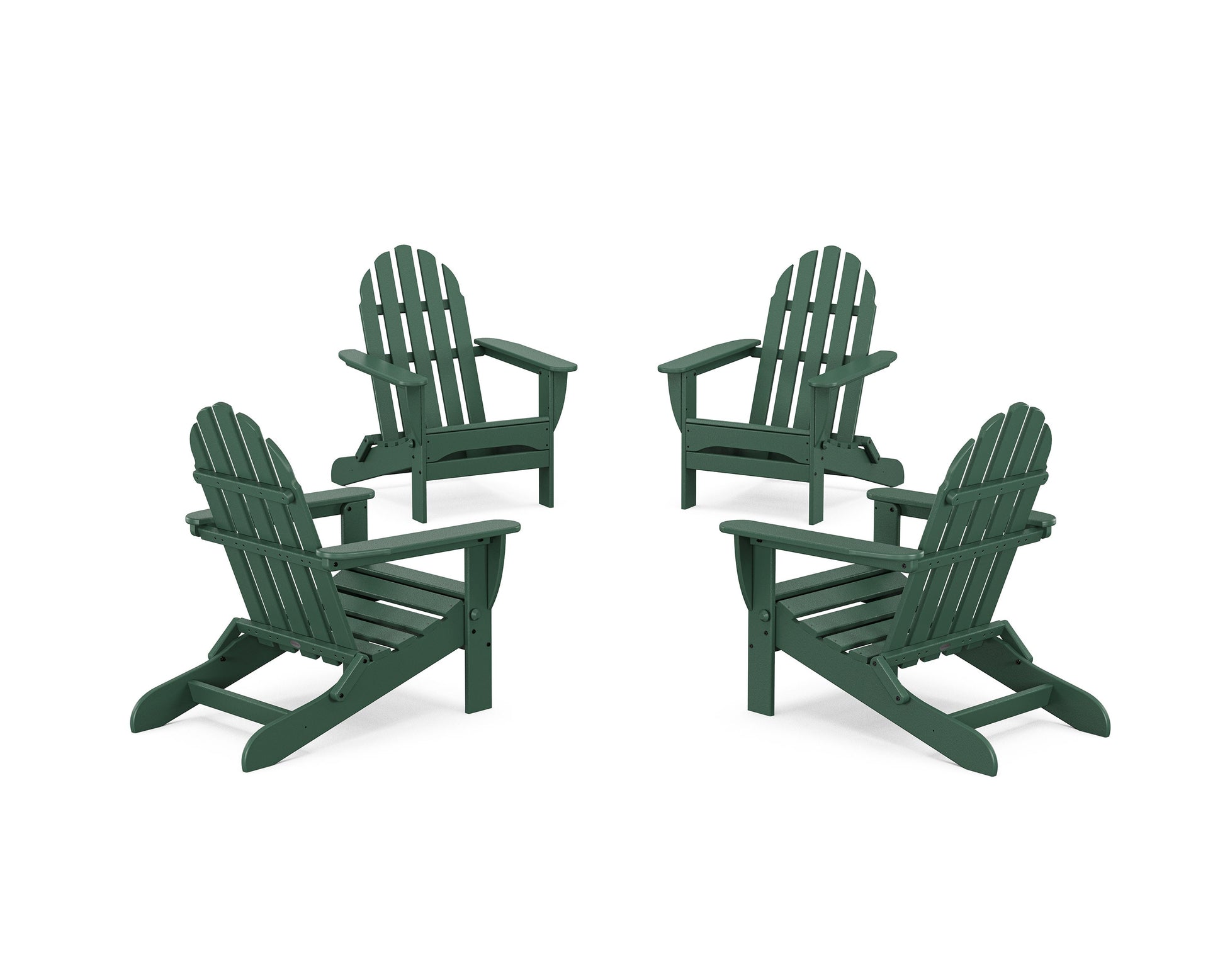 POLYWOOD 4-Piece Classic Folding Adirondack Conversation Set — Green