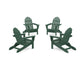 POLYWOOD 4-Piece Classic Folding Adirondack Conversation Set — Green
