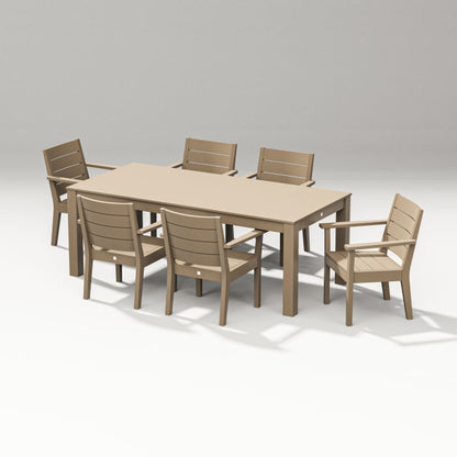 Polywood - Latitude 7-Piece Armchair Dining Set - Parsons 84" - FREE SHIPPING