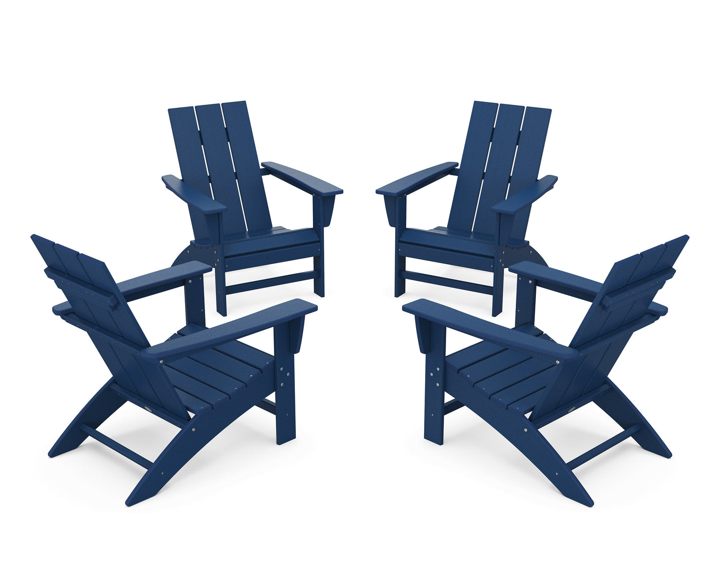POLYWOOD 4-Piece Modern Adirondack Chair Conversation Set — Navy