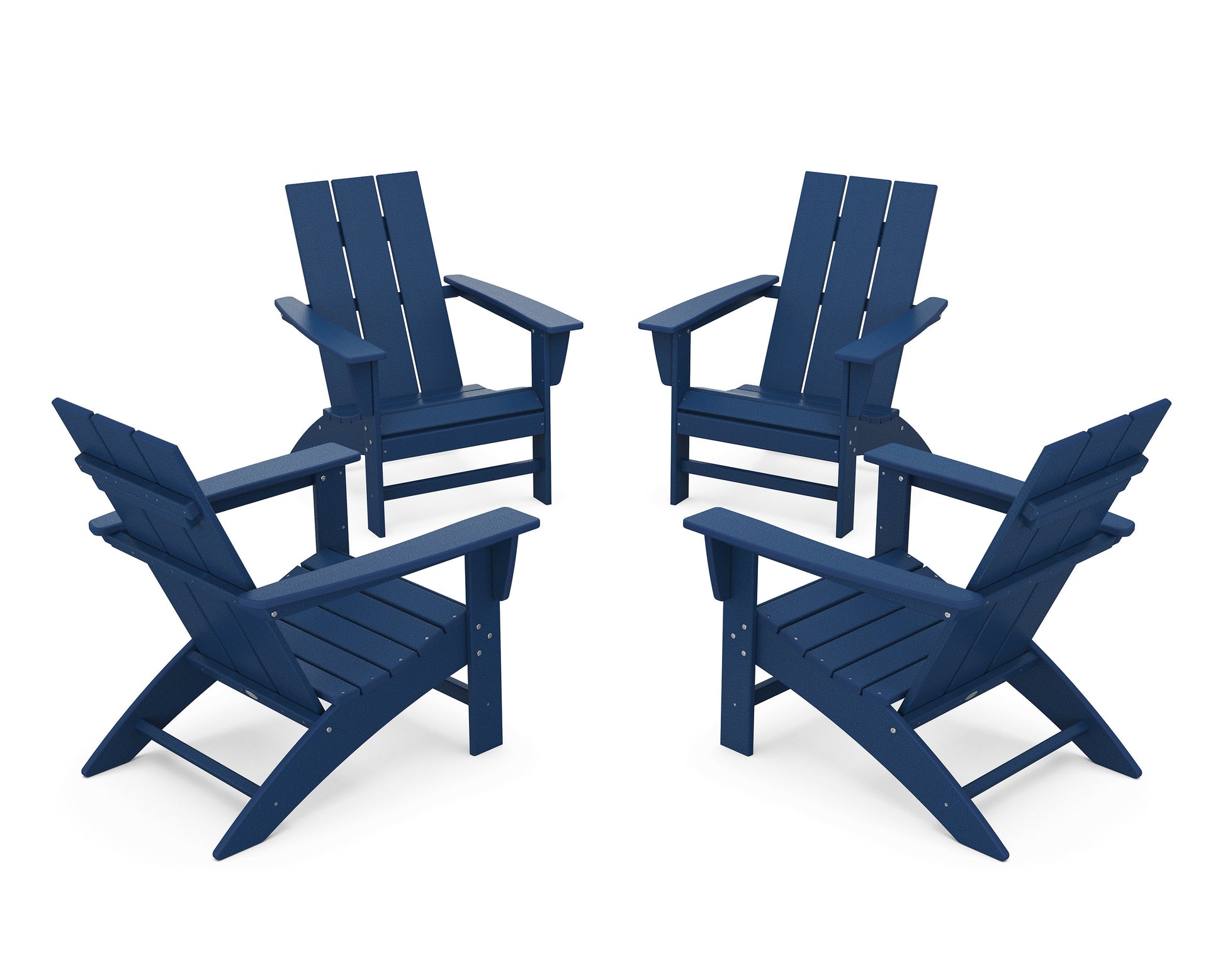 POLYWOOD 4-Piece Modern Adirondack Chair Conversation Set — Navy