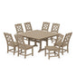 POLYWOOD Chinoiserie 9-Piece Square Farmhouse Side Chair Dining Set with Trestle Legs — Vintage Sahara