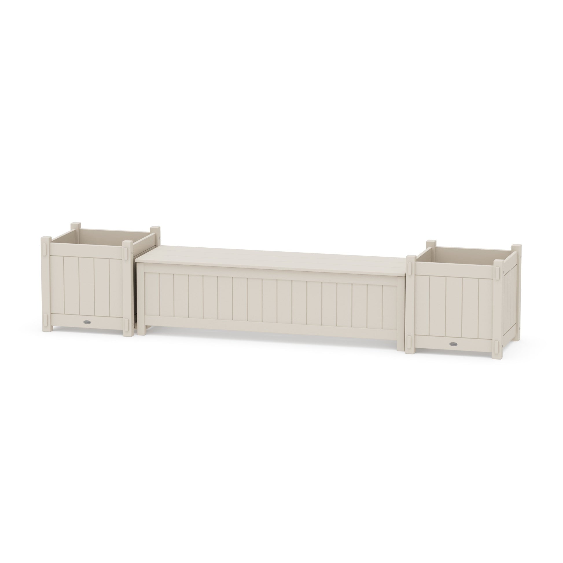 POLYWOOD 60" Vineyard Straight Planter Storage Bench Set- Large — Sand