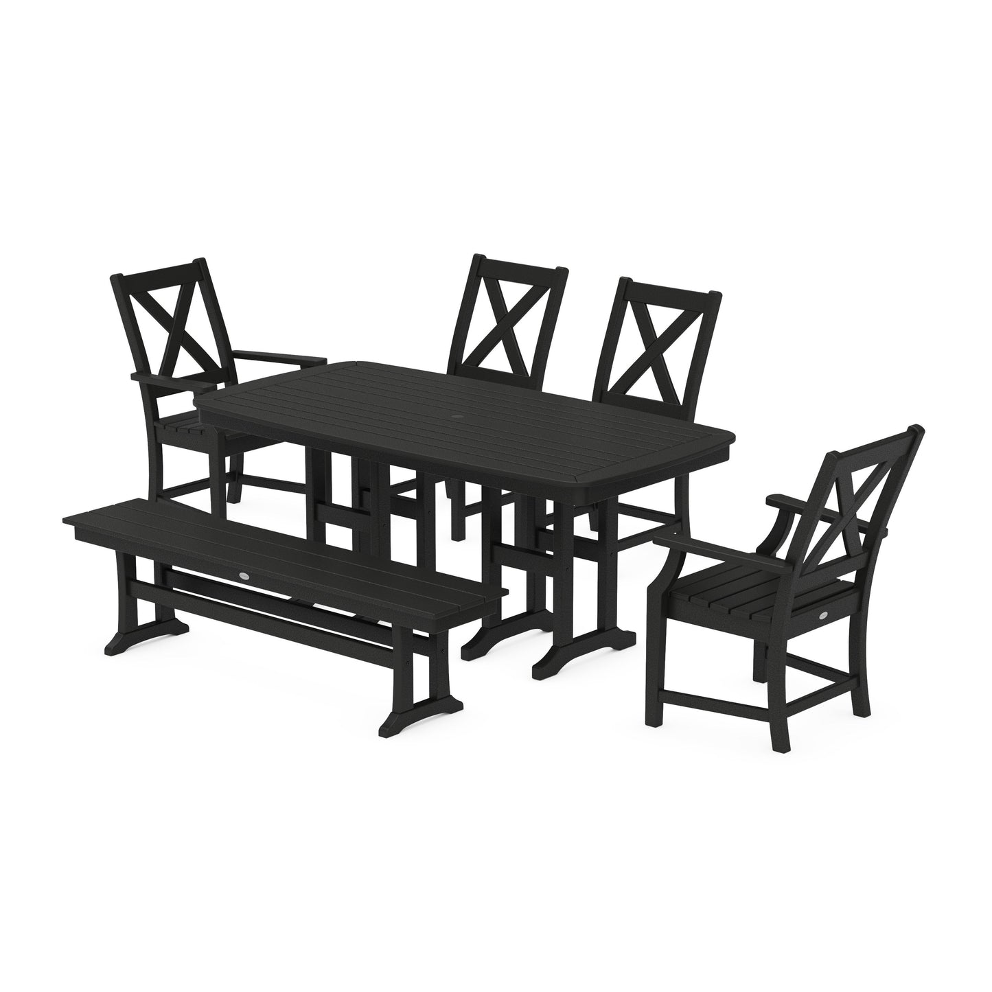 POLYWOOD Braxton 6-Piece Dining Set with Bench — Black