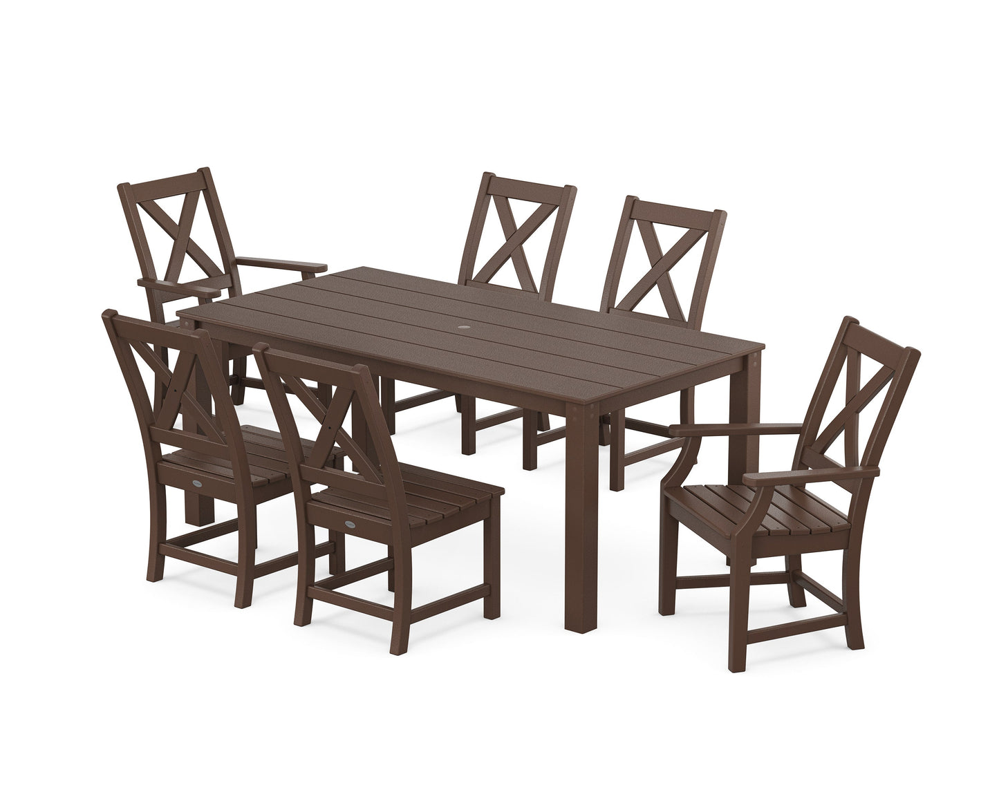 POLYWOOD Braxton 7-Piece Parsons Dining Set — Mahogany