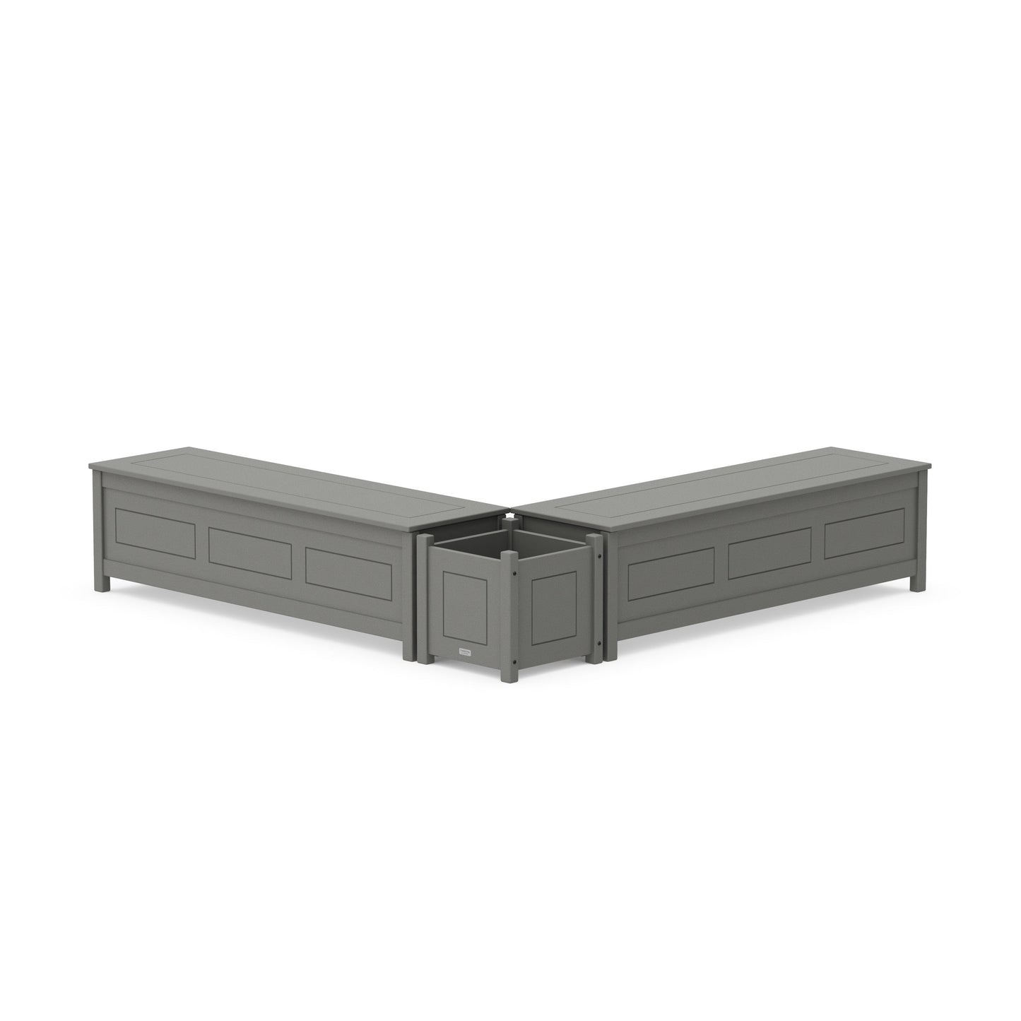 POLYWOOD 60" Country Living L- Shaped Planter Storage Bench Set — Slate Grey
