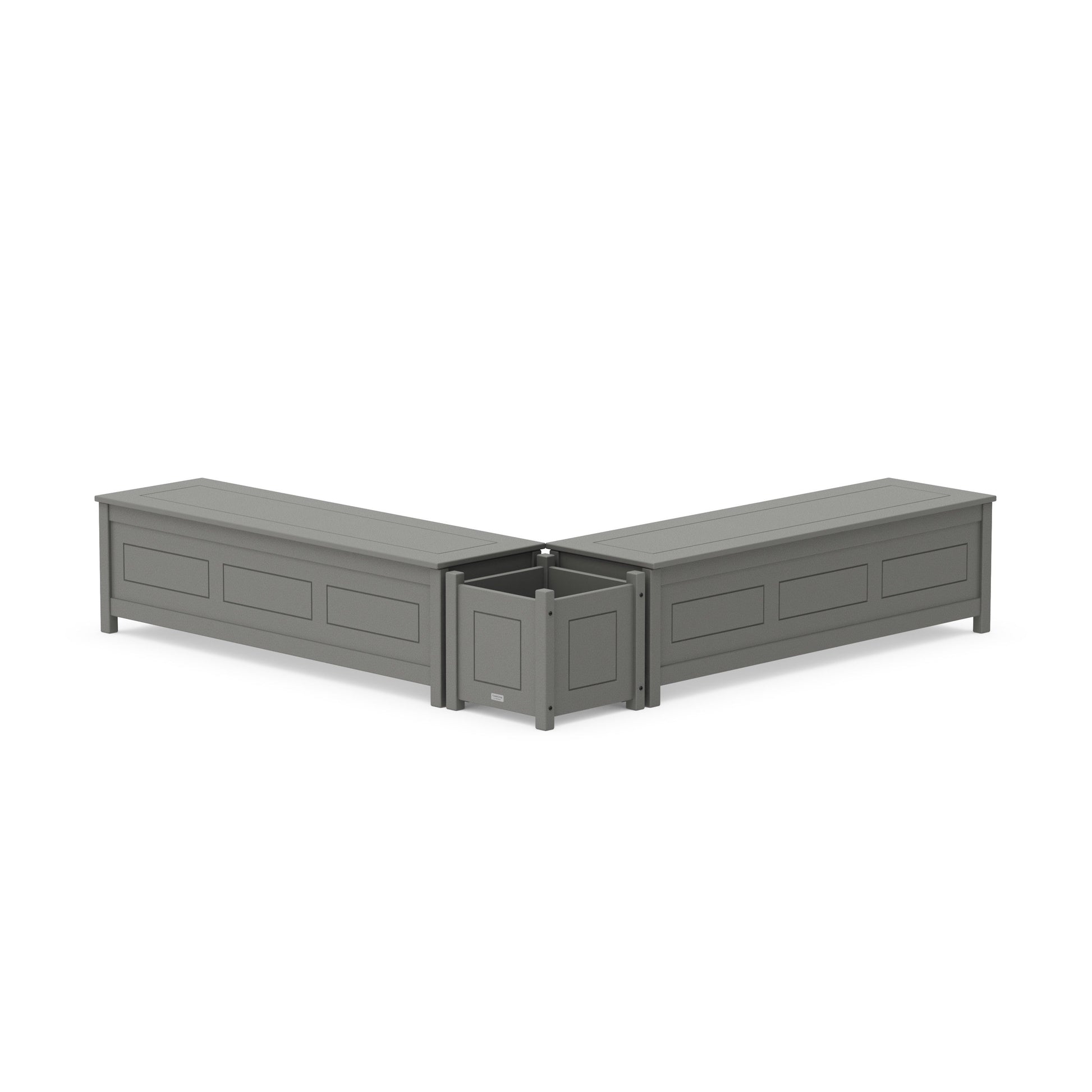POLYWOOD 60" Country Living L- Shaped Planter Storage Bench Set — Slate Grey