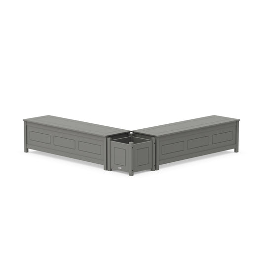 POLYWOOD 60" Country Living L- Shaped Planter Storage Bench Set — Slate Grey