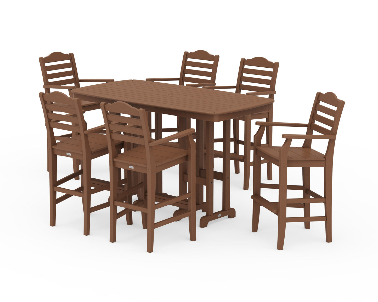 POLYWOOD Savannah Arm Chair 7-Piece Bar Set — Teak