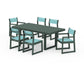 POLYWOOD EDGE Sling 7-Piece Dining Set — Green / Dupioni Aquamarine Sling