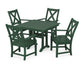 POLYWOOD Braxton 5-Piece Farmhouse Dining Set With Trestle Legs — Green